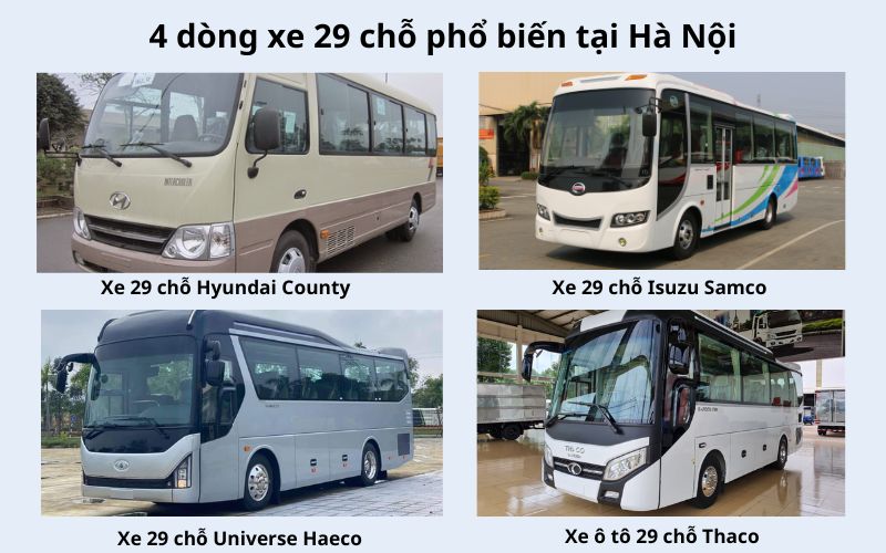 4 dòng xe 29 chỗ phổ biến ở Hà Nội