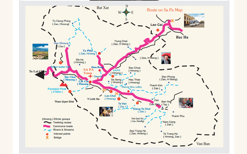 Bản đồ các địa điểm du lịch tại Sapa