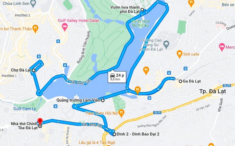 Bản đồ khu vực trung tâm thành phố Đà Lạt